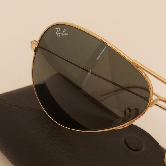 Ray-Ban Gold and Black Aviator Sunglasses